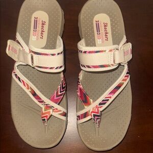 Skechers Pink Tan Sandals Comfort Straps